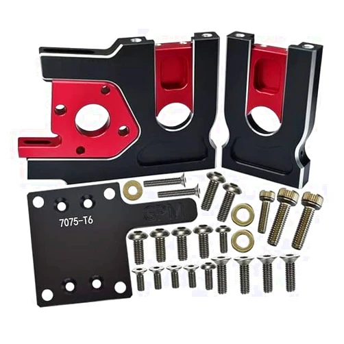 GPM Aluminum 7075-T6 Center Differential Mount Quick Release Motor Base for Traxxas 1/8 4WD Sledge Monster Truck 95076-4 - 30Pc Set Black