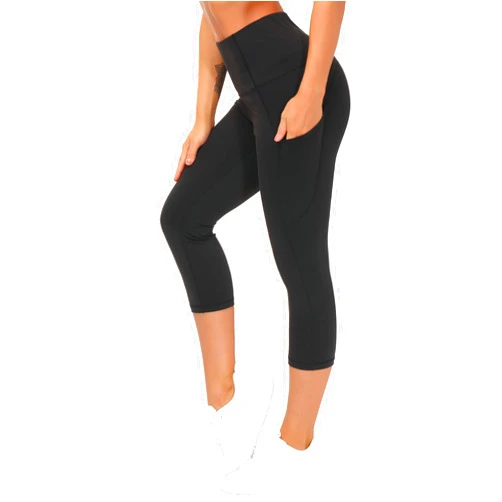THE GYM PEOPLE Thick High Waist Capris Yoga Pants with Pockets, Tummy Control Workout Running Yoga Leggings for Women