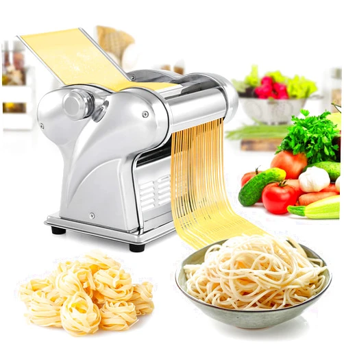 WGERT Electric Pasta Maker Noodle Making Machine With 135W Large Powerful For Homemade & Commercial Use Build-in 0.3-4mm Noodle Blade, Compact, Stainless Steel, Output 5Kg/H(Size:OneKnife)