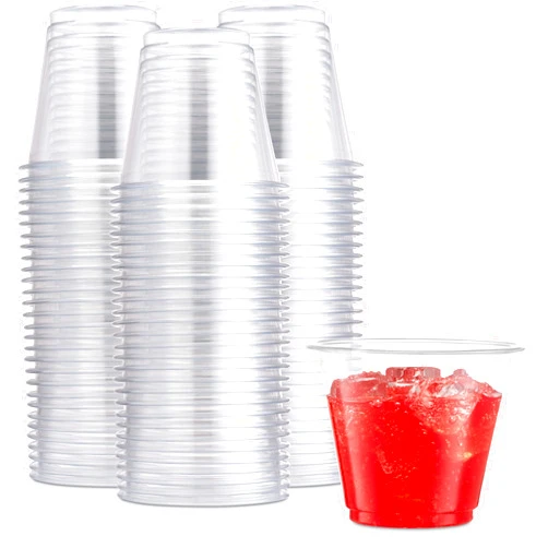 Munfix 250 Pack Clear Plastic Cups, 9 Oz Old Fashioned Tumblers, Disposable Drinking Cups, Bulk Plastic Party Cups for Birthday Parties, Picnics, Ceremonies, and All Events, Recyclable and BPA-Free
