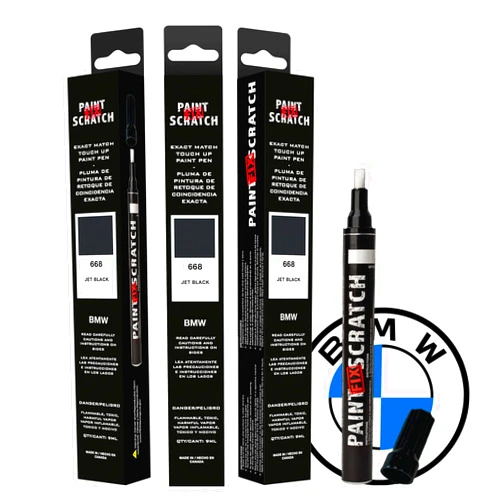 Wheel Scratch Fix Paint Scratch Fix EURO Exact BMW Touch Up Paint For BMW Jet Black 668, Auto Paint Repair Pen, Car Paint Pen, Auto Marker For Scratches, Fixed Keyed Car And Stone Chips, Manufacturer Exact Color Code Match, Black (BMW - Jet Black - 668)