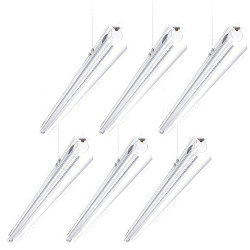 Barrina LED Shop Light 4FT, 40W 5500LM 6500K, Clear Cover Hanging led Light Fixture, Linkable LED Tube Lights, V Shape LED Ceiling Lights for Garage, Warehouse, Workshop, 6 Packs