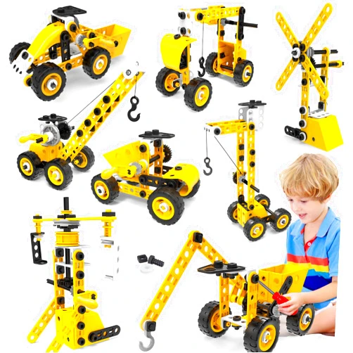 Qirptey 8 in 1 STEM Building Toys for 5 6 7 8 9 +Year Old Boy Girl Stem Project Activities Kits for Kids 5-7 6-8 Educational Autism Robotic Toy Learning Game Engineering Construction Set Easter Treat Gifts