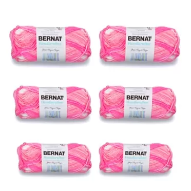 Bernat Handicrafter Cotton Stripes Pinky Stripes Yarn - 6 Pack of 42.5g/1.5oz - Cotton - 4 Medium (Worsted) - 68 Yards - Knitting/Crochet Pinky Stripes 6 Pack
