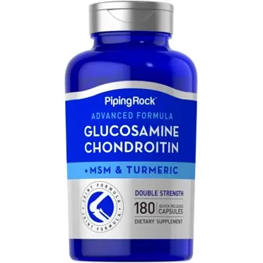 Piping Rock Advanced Double Strength Glucosamine Chondroitin MSM Plus Turmeric | 180 Quick Release Capsules | Non-GMO, Gluten Free