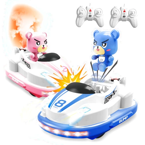NIWOTA 2 Pack Remote Control Cars - Ejecting RC Battle Bumper Cars Set with LED Lights&Music, Cartoon RC Race Car Toys for Toddlers 3 4 5 6 Years Old Boys Girls Birthday Xmas Gifts
