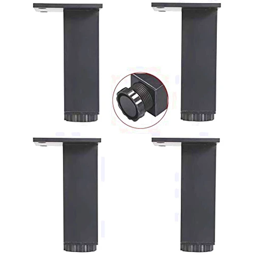 Vvlo X4 Adjustable Furniture Legs Square Sofa Feet, Metal Cabinet Legs, Bathroom Cabinet Legs, TV Cabinet Replacement Legs, Black, Height 6cm-40cm (Size : 20cm/8in)