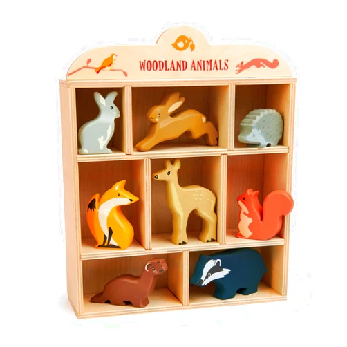Tender Leaf Toys Woodland Animals – 8 Wooden Forest Animals with a Display Shelf -Classic Toy for Pretend Play – Develops Social, Creative & Imaginative Skills – Learning Role Play – Ages 3+ Years