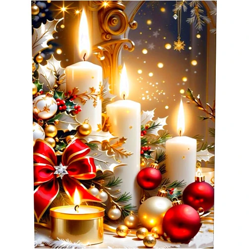 WUSARPLY Christmas Stamped Cross Stitch Kits - Christmas Candles Counted Cross Stitch Kits for Beginners Adults Needlepoint Cross-Stitch Patterns Dimensions Needlecrafts Embroidery Kits Arts and Crafts