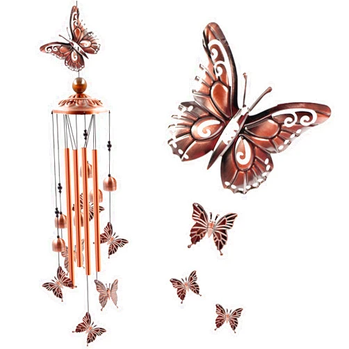 Ukulork Wind Chimes Outdoor Clearance, Butterflies Aluminum Tube Windchime with S Hook,Patio Garden Decor, Housewarming Gift.