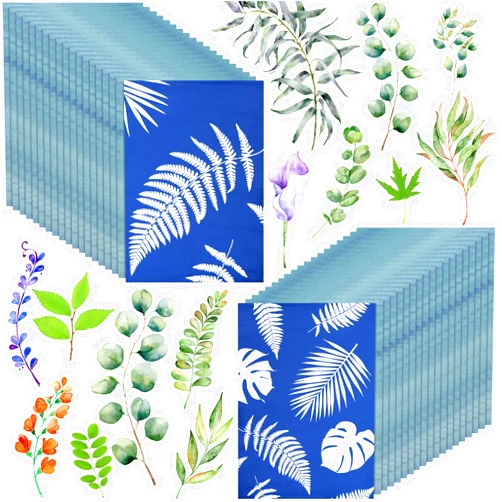 Eersida 60 Sheets Sun Print Paper Kit Cyanotype Paper High Sensitive Solar Paper Nature Solar Activated UV Sun Printing Art Drawing Paper for Kids Arts Crafts DIY Project(5.8 X 8.3 Inch,Light Color)