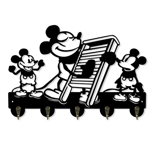 BOVIZIPY Mikey Mouse Cartoon Key Hang Hook, Small Item Storage Rack, Wall Decor Hook, Home Decor,Home Warm Gift for Child/boy/Girl, Black with 5 Hooks - Key Hook 2