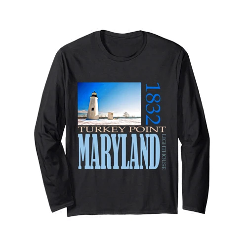 Trendy Lighthouse Design Turkey Point Lighthouse Maryland 1832 Design Long Sleeve T-Shirt