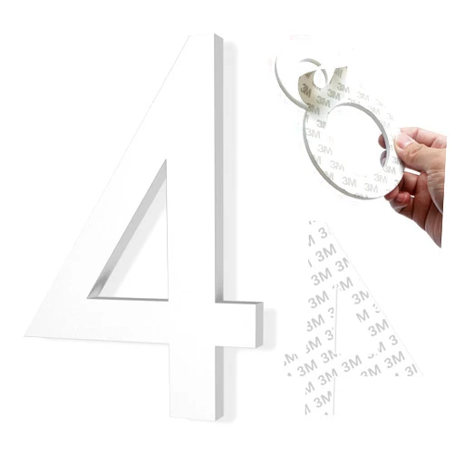 CecilyArts 3 Inch Self-adhesive Mailbox Numbers, Modern House Numbers for Outside Address Numbers for House Office Hotel Room Apartment Easy to Install Strong adhesive backing (4, White)