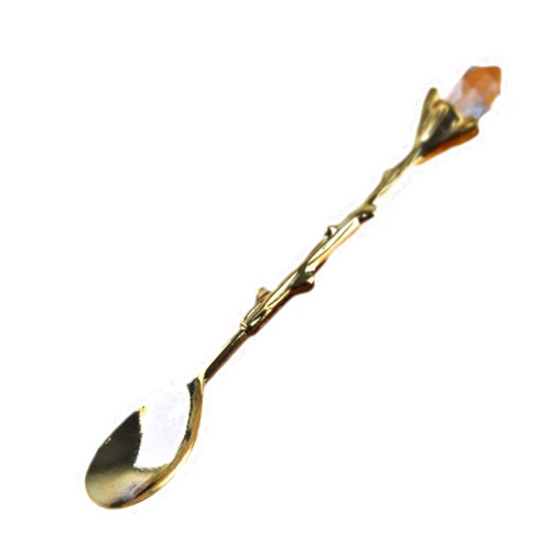 Memorytime Dessert Spoons Mirror Polish Dendriform Zinc Alloy Non-stick Home Fruit Spoon for Home Kitchen Golden