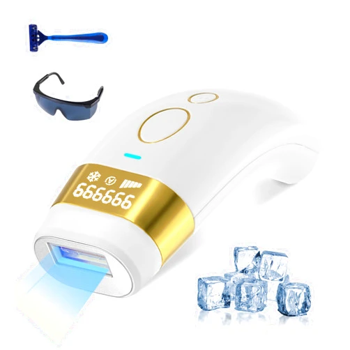 Iouniya IPL Laser Hair Removal Device for Women Men Permanent Hair Removal Ice Cooling Care Function 999999 Flashes 5 Levels Painless Hair Remover for Facial Legs Arms Whole Body Use, Corded