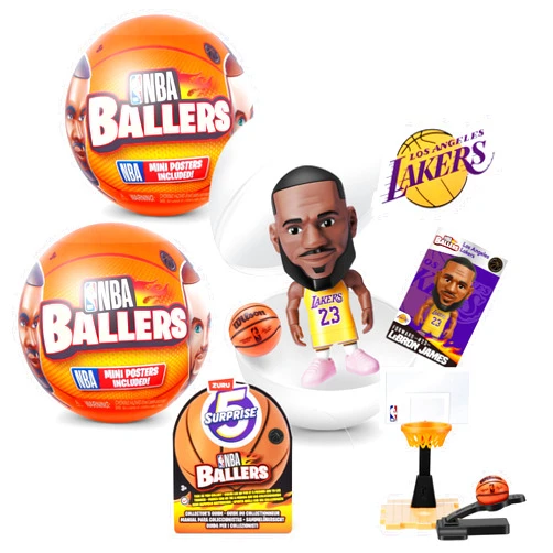 5 Surprise NBA Ballers Series 1 (2 Pack) Toy Mystery Capsule Figurine by ZURU for Kids, Teens, Adults- Players Like Luka Dončić, LaMelo Ball, Jayson Tatum, James Harden and Kevin Durant