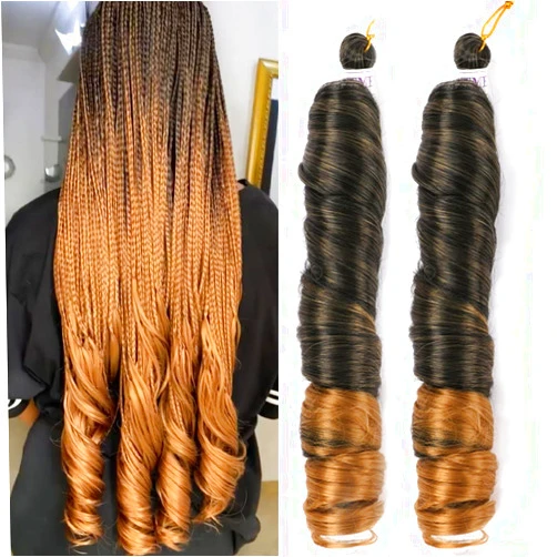 Mtmei hair French Curly Braiding Hair for Box Braids 8 Packs 24 Inch 100G/Pack Loose Wave Braiding Hair Ombre Blonde CrochetSpanish Curly Synthetic Hair Extensions for Women T27 (24 Inch,8 Packs)