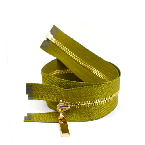 Lieber Lighting Decorative Zipper 2 pcs Metal Open End Zippers Gold Teeth Long Zip Closure for Sewing Bags Down Jacket Skirt Clothing Zipper (Color : Army Green, Size : 60cm)