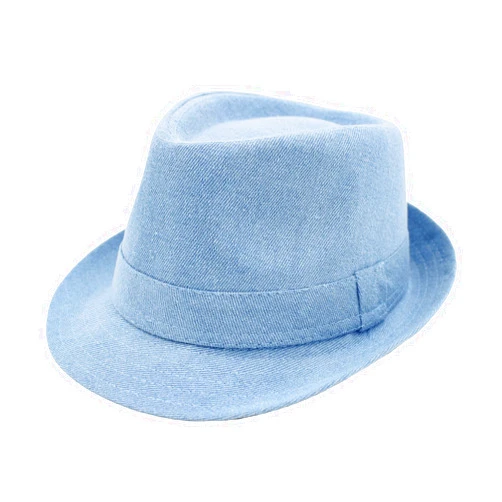 TrendsBlue Premium Jeans Fabric Solid Color Fedora Hat