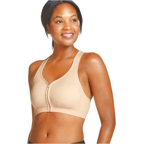 Jockey Women's Bra Mid Impact Zip Front Sports Bra