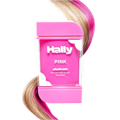 Hally Hair Temporary Hair Color, Shade Stix (Pink) - 12 ml Washable Hair Chalk for Kids, Teens & Adults - One Day Pop of Color for Festivals, Sporting Events & Parties, All Hair Types
