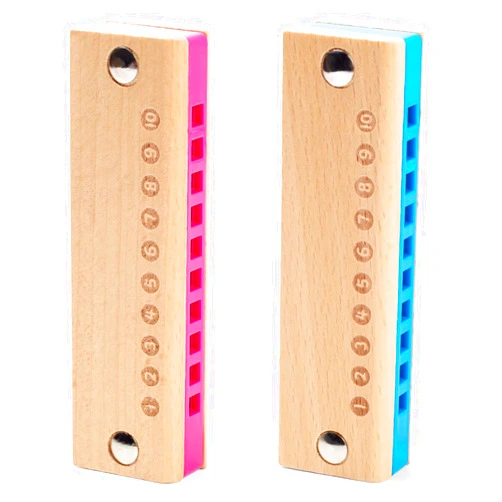 Koogel 2PCS Kids Harmonica, 10 Hole Wooden Beginner Harmonica Mouth Organ Harmonica Toy Musical Instruments for Kids Adults Birthday Gifts