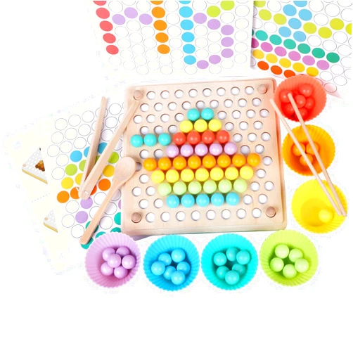 QZMTOY Wooden Peg Board Beads Game, Learning Montessori Toys,Color Sorting Stacking Matching Toys for Toddlers, Counting Toy for Kids, Educational Games for Fine Motor Math, Gift for Girls and Boys