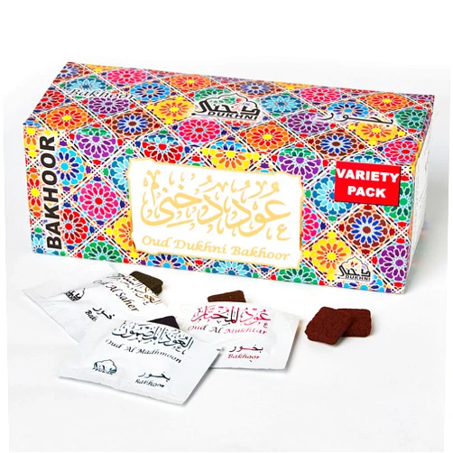 Dukhni Oud Bakhoor Variety Box by Dukhni | Assorted Box | 30 Pieces Bakhoor | Gift Set & Refill Kit | Arabic Bakhoor Incense | Islamic Gifts, Eid & Ramadan Gift for Men and Women | Luxurious, Long Lasting