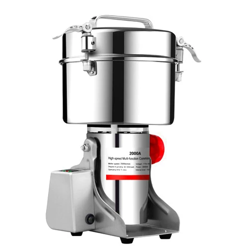 BI-DTOOL 2000gram Electric Grain Grinder Stainless Steel Pulverizer Grinding Machine Commercial Cereals Grain Mill for Kitchen Herb Spice Pepper Coffee with LCD Digital Display