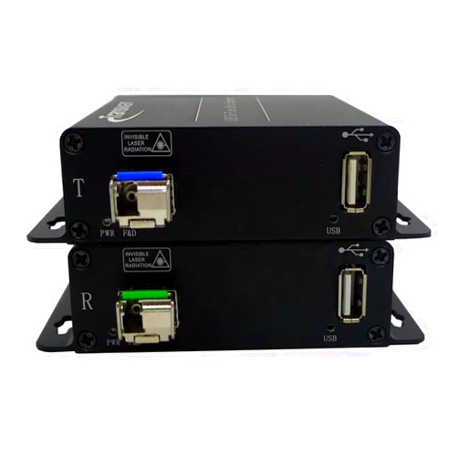 Transwan USB 2.0/1.0 Over Fiber Extender to Max 5 Kilometers Over 1 Singlemode or Max 250 Meters 1 Multimode Fiber, Compatiable with USB 1.1, with SFP Module, Plug and Play