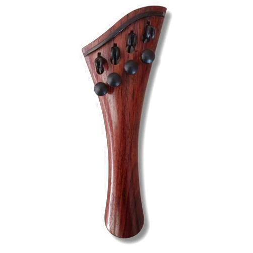 Generic Violin Tailpiece, Rosewood Harp Style with Tuners, Brown Polished Finish, 4/4 Size, 4-6 Strings (ROSE WOOD 4 STRING WITH LIGHT TUNERS 4/4)