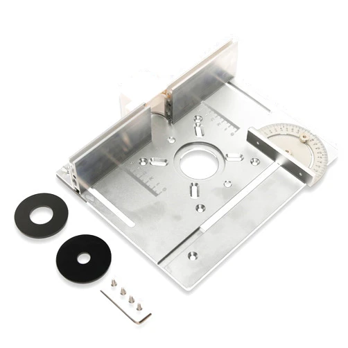 Elestoria Aluminum Router Table Insert Plate | Router Flip Plate for Woodworking Benches| Miter Gauge Guide, Sliding Fence Brackets, Tenon Ruler | Versatile Trimming Engraving Table | Silver 111