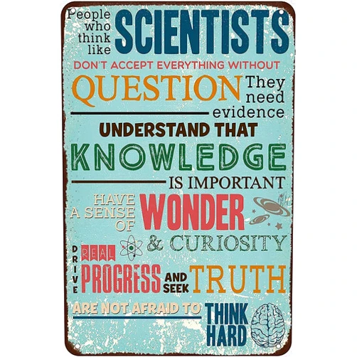 Asbwuo Tin Sign People Who Think Like Scientists Poster Retro Metal Signs,for Garage Family Bar Cafe Room Bathroom Art Wall Decor Poster 6 x 8 inch