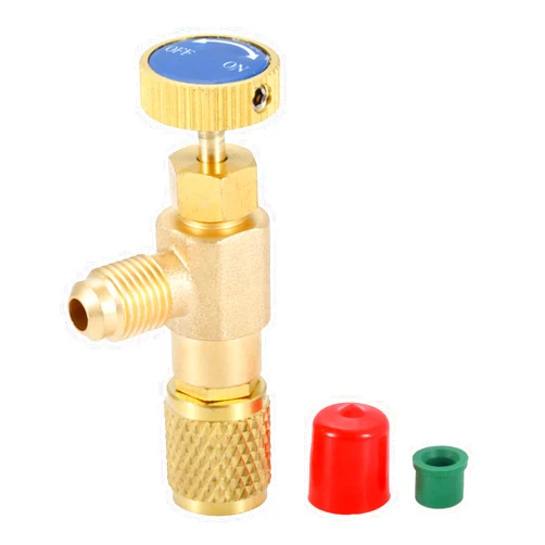 gohantee R12 R22 Refrigerant Charging Valve, 1/4“ Male to 1/4” Female Safety Adapter Flow Control Ball Valve for R12 R22 Air Conditioner Manifold
