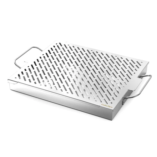 Onlyfire only fire Stainless Steel Wood Chip Smoker Box, Rectangle BBQ Smoker Box With Removable Water Reservior for Charcoal or Gas Grills, 13.7 x 11.8 Inch