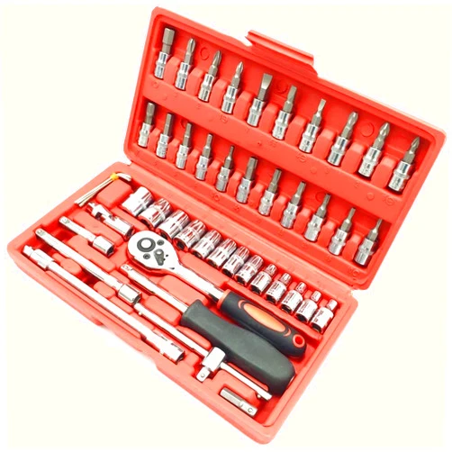 Generic Socket Wrench Set Ratchet Sets Mechanic Tools Kit Bit Sockets for Automotive Repair & Household,Metric,1/4-Inch Drive 46-Piece