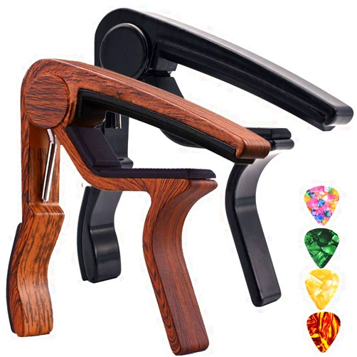 Sound harbor Guitar Capo,2 Pack Capo Black and Rosewood Capo Guitar Clamp Guitar Kapo for Acoustic and Electric Guitar