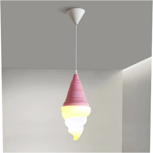 Mrdsre Creative Ice Cream Cones Pendant Light LED Children Bedroom Decoration Creative Suspension Hanging Lamp for Bedroom Cafe Home Decor Dessert Shop Fixture Ice Cream Shape Night Lights