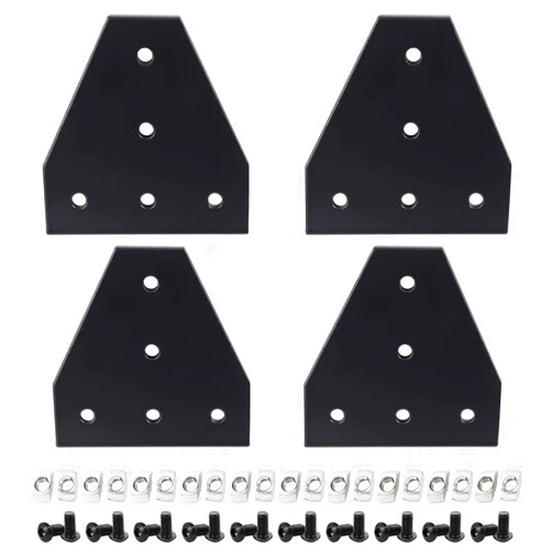 Orgry 4pcs 4040 Corner Bracket Plate Anodised T Shape 5 Hole Joining Plate with 20pcs M8 T Nuts + 20pcs M8 Screws + 1pcs Wrench
