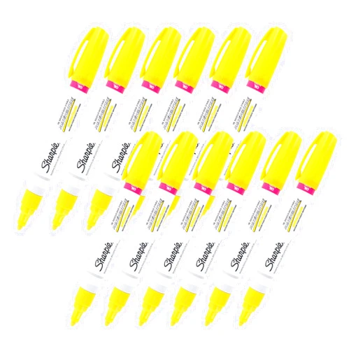 Sharpie Oil-Based Paint Marker, Medium Point, Yellow Ink, Pack of 12