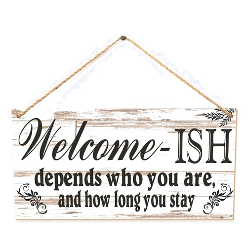 Jacevoo Welcome Sign For Front Door-Funny Welcome-Ish Hanging Sign Home Decor Porch Outdoor For Door Entryway Wall Decor Retro Wood Sign 6x12 Inch