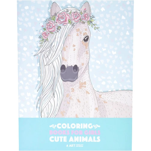 Art Therapy Coloring Coloring Books For Girls: Cute Animals: Relaxing Colouring Book for Girls, Cute Horses, Birds, Owls, Elephants, Dogs, Cats, Turtles, Bears, Rabbits, Ages 4-8, 9-12, 13-19
