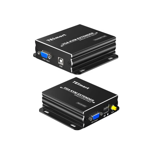 TESmart 1080P 60Hz Long Range 984ft USB VGA KVM Extender Over Cat5e Cat6 Ethernet Cable (up to 984ft/300m, Transmitter+Receiver)