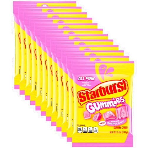 STARBURST Gummies All Pink Gummy Candy, 5 oz Bag (Pack of 12)