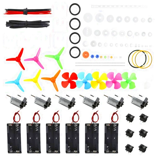 Sntieecr 6 Set DC Motors Kit, Mini Electric Motor 3V 15000RPM with 66 PCS Plastic Gears, AA Battery Holder Case, Motor Bracket, Shaft Propeller and Rocker Switch for DIY Toys Science Projects