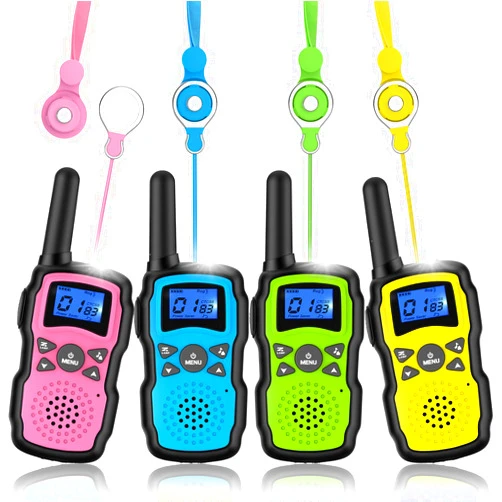 Wishouse Walkie Talkies for Kids 4 Pack,Family Walky Talky Adults Childrens Radio Long Range,Outdoor Camping Fun Toys Birthday Present Xmas Gifts for 3 4 5 6 7 8 9 10 Year Old Girls Boys (No Battery)