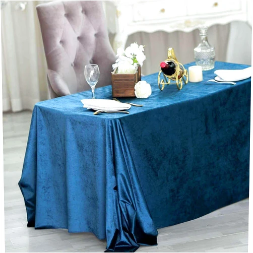 Tableclothsfactory 90 x 132 Inch Navy Blue Rectangle Tablecloth - Premium Velvet Table Cloth for Wedding, Party, Banquet, and Events