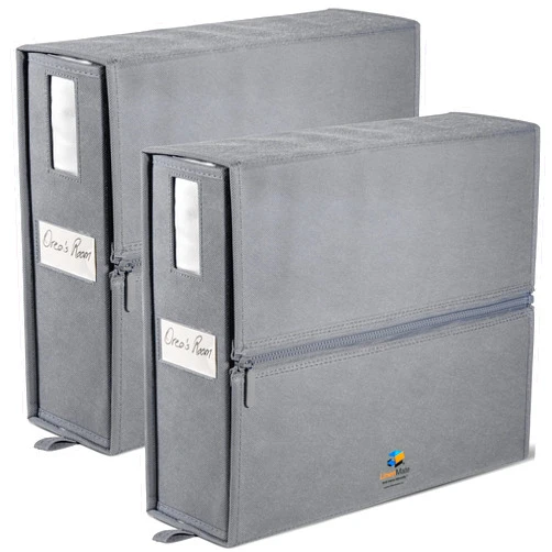LINENMATE The Original Linen Storage Container, 2-Pack (Queen/King Size, Grey)