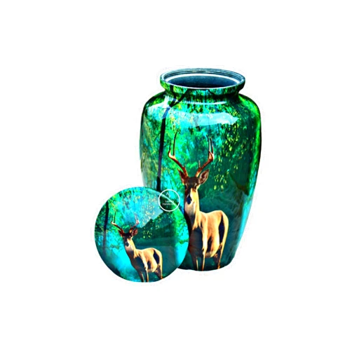 A-F LUXURY HANDICRAFTS Deer Cremation Urn for Ashes, Adult Deer Urn, Hunting Urn, Forest Memory Ashes Handamde Male - Female Large Urns Ideal for Gifting (220 Cubic in) by A-F Luxury Handicraft, Standard, Green, SHADE-15
